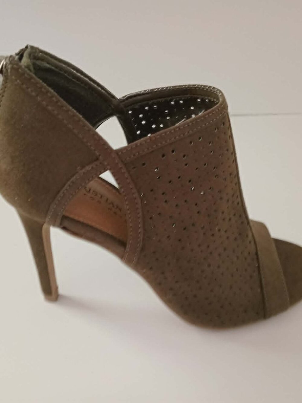Women's Bootie Sandal Heels Christian Siriano Green Open Shoes - size 5 - Picture 6 of 9